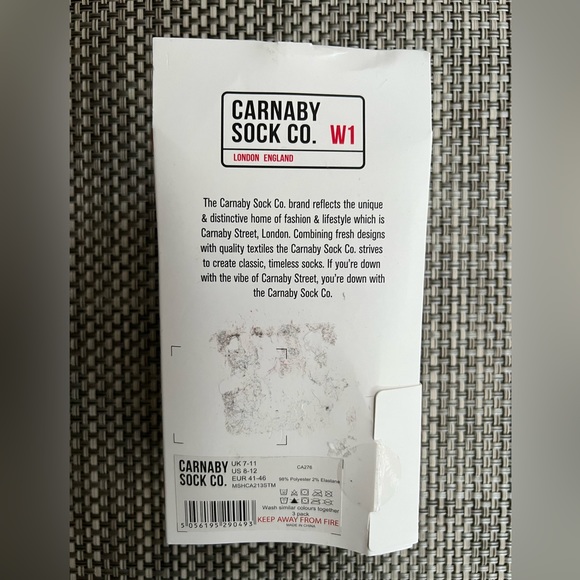 New Men's "Carnaby Sock Co London England" 3-Pair Of Socks. - Picture 3 of 3